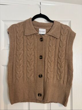 Pink Rose Women's Brown Cable-Knit Buttoned Vest